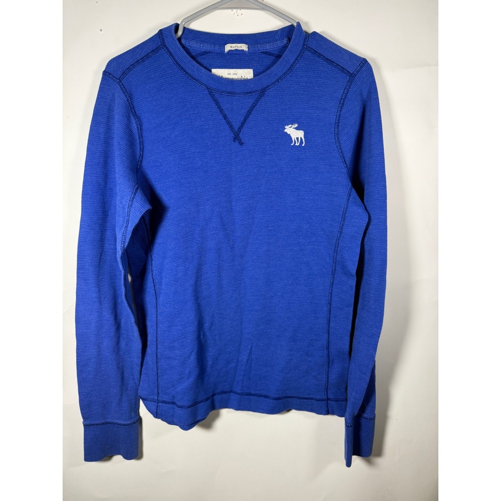 Abercrombie Fitch Mens Blue Thermal Long Sleeve Crewneck Shirt Size M‎